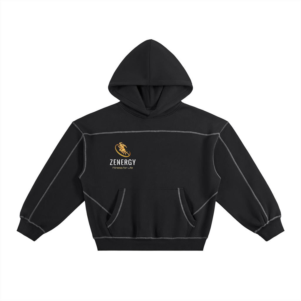 ZENERGY Contrast-Stitched Boxy Fleece Hoodie