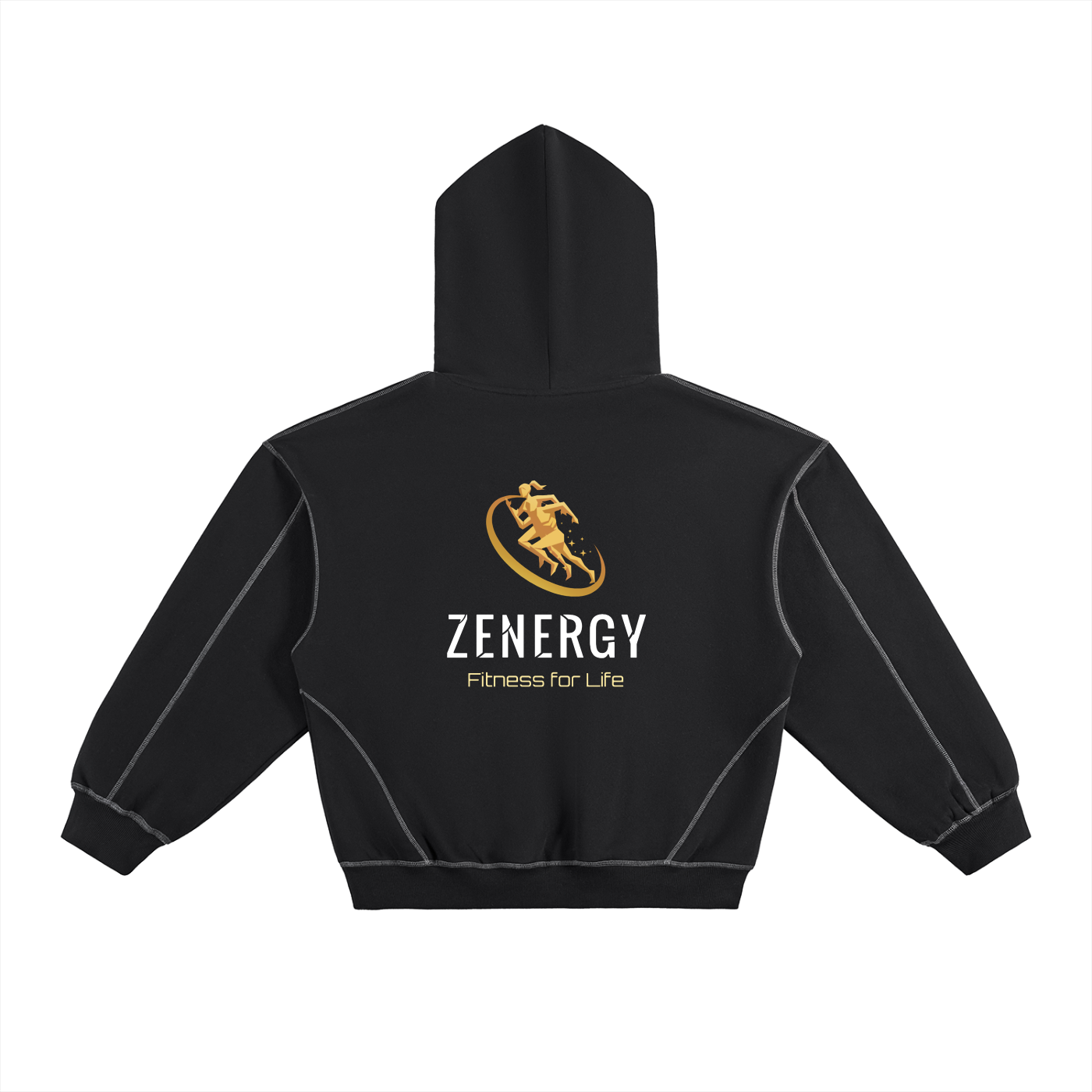 ZENERGY Contrast-Stitched Boxy Fleece Hoodie