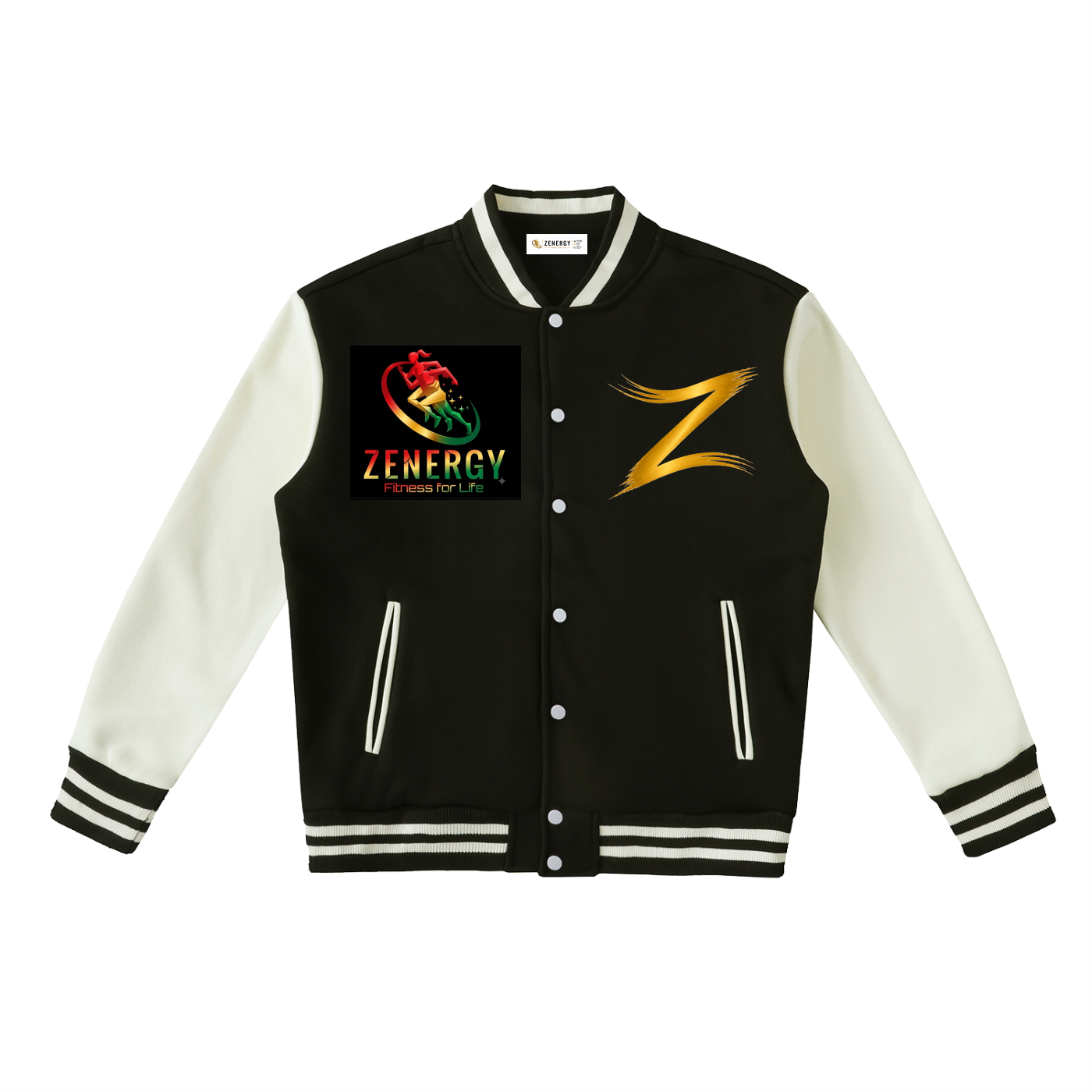 ZENERGY Two-Tone Fleeced Varsity Jacket